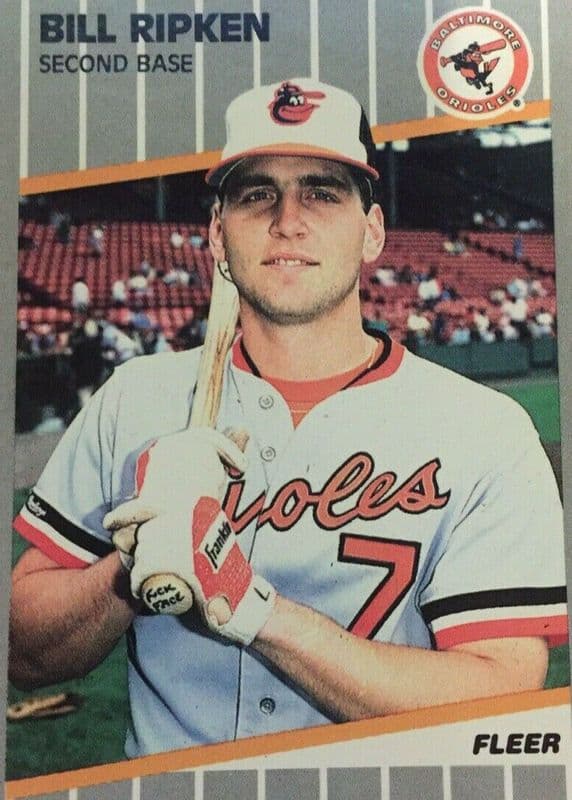 1989 Fleer Billy Ripken #616 'Rick Face' error card — one of the most famous accidental rarities in baseball card history, showing an obscenity on the knob of his bat that slipped past Fleer's quality control